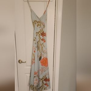 Lulu's Still the One Sage Green Floral Print Satin Maci Dress
